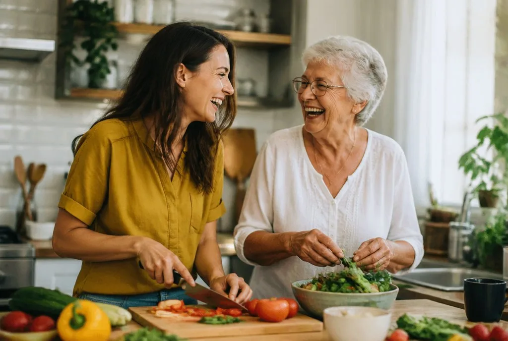 Cooking together at home