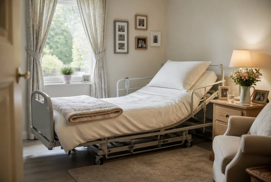 A calm room prepared for hospice care